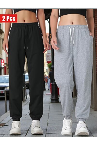 Karatopak Pachet de 2 pantaloni de trening unisex cu elastic la gleznă