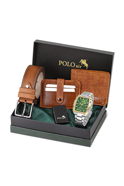 Polo Air Erkek Kol Saati Kemer Cüzdan Kartlık Çakmaklı Hediyelik Kutusunda Gü...