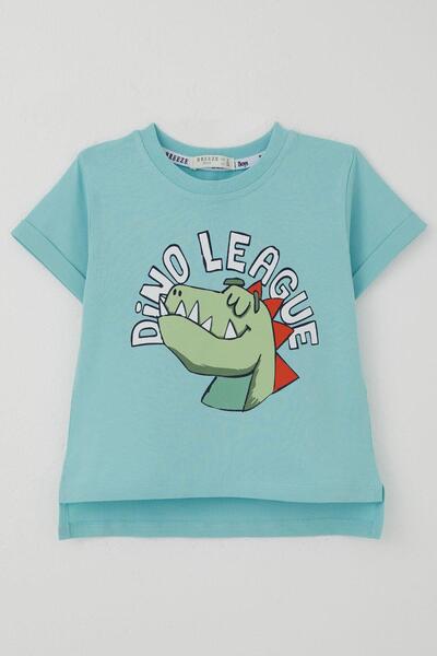 Breeze Tricou pentru băieți Lig Star Dinosaur cu imprimeu 2-6 ani, albastru deschis