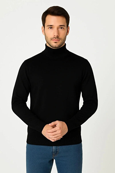 GökTR Men's Half Turtleneck Knitwear Sweater Soft Textured Cotton Fine Weaving, Long Sleeve Casual Regular Fit