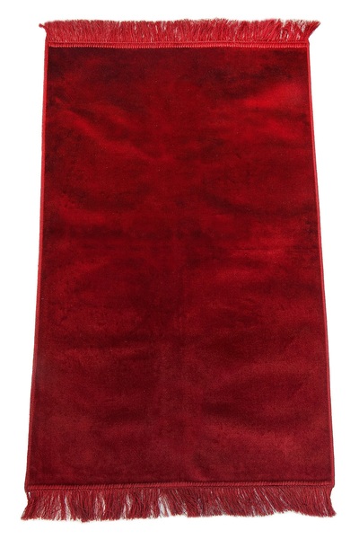 ihvan online Covor de rugăciune din catifea fără model, roșu claret