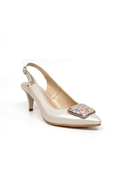 Catinca Shoes Women's sandals made of genuine leather – Beige Mother of Pearl with multi-colored squares – D 22 BSPM