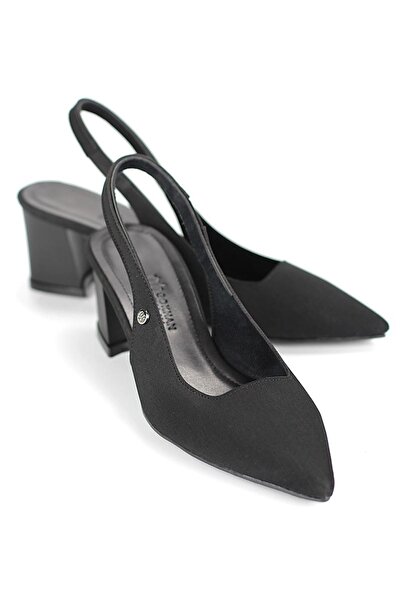 Gökhan Talay Ilya Flexible Soft Non-Slip Sole (4 cm) Black Suede Open Elastic Women's Thick Heeled a