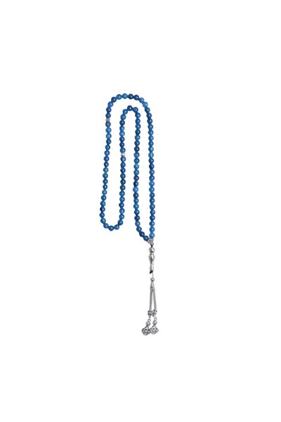 Zeynep Büyükbay Blue Agate Natural Stone 99'Lu Prayer Beads