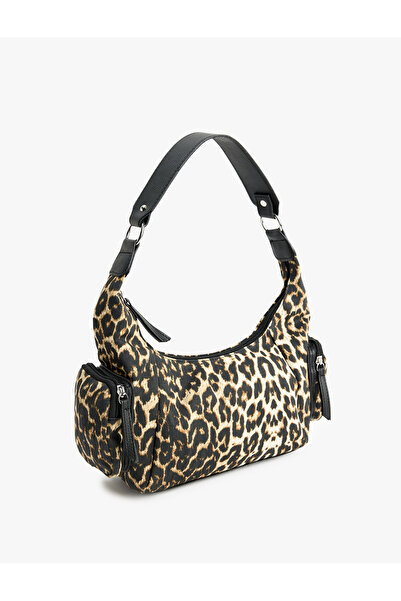 Koton Τσάντα ώμου με λεοπάρ σχέδιο με φερμουάρ και λεπτομέρεια μίνι τσέπης