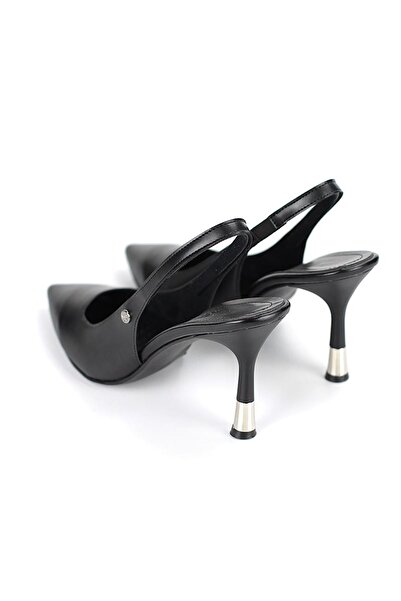 Gökhan Talay Biana Flexible Soft Non-Slip Sole (8 cm) Black Patent Leather Patent Leather Open Elastic Women's Heels