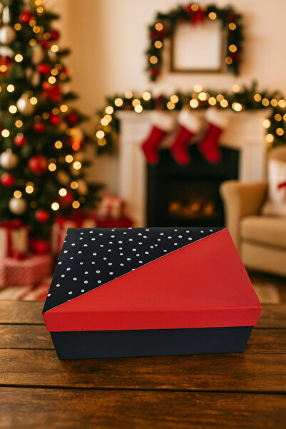 DODOMAR 19×26×11 cm Red Black Polka Dot Pocket Rectangular Luxury Christmas Gift Box
