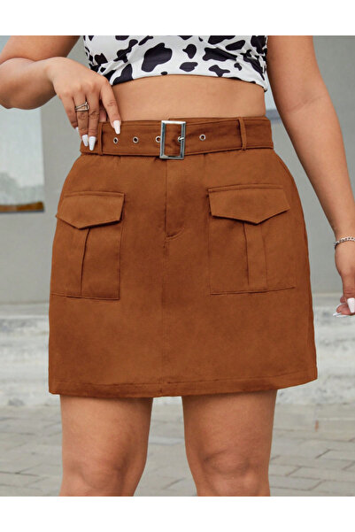 Sheya Shein Curve+ mini skirt, brown