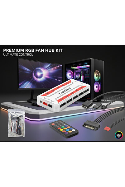 gökkuşağı store ARGB FAN Ve LED Kontrolcü Hub Seti + Uzaktan Kumanda Beyaz Nd...