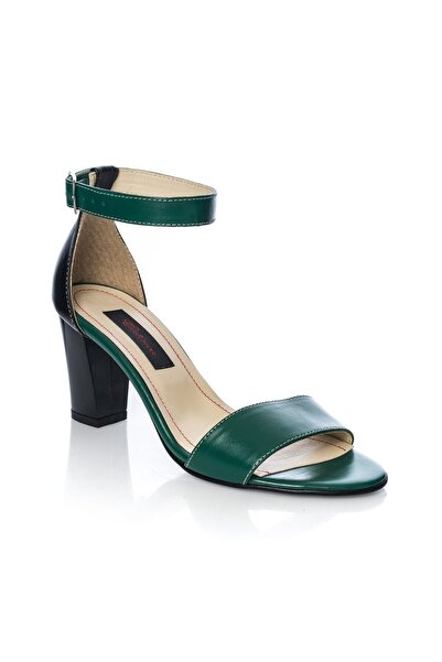 Catinca Shoes Women's leather sandals – Green with Black – S 10 VN