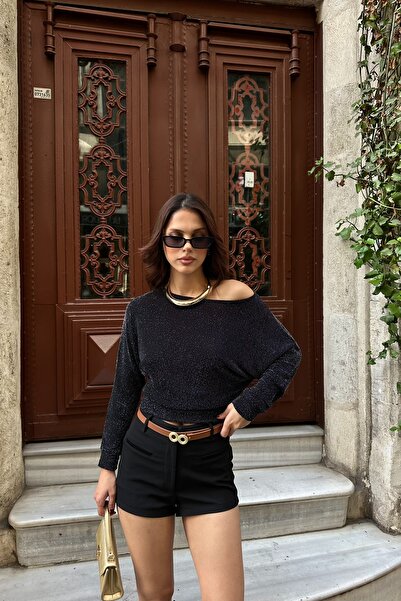 BEJNA Women's Silvery Off-Shoulder Blouse