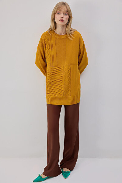 Touché Privé Block Patterned O Oversized Knitwear Sweater