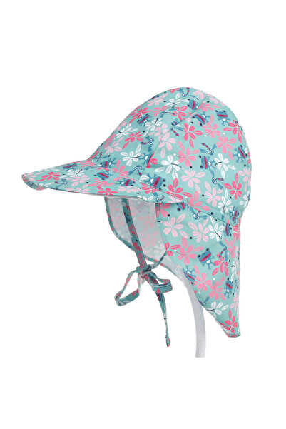 REDQUIT ® Sun Hat with Neck Protection, Adjustable, Size 48 -54 cm, Kids, UPF 50+, Green