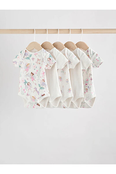 Next Baby 100% Organic Cotton, Colorful Fairy Patterned Short Sleeve 5-Piece ...
