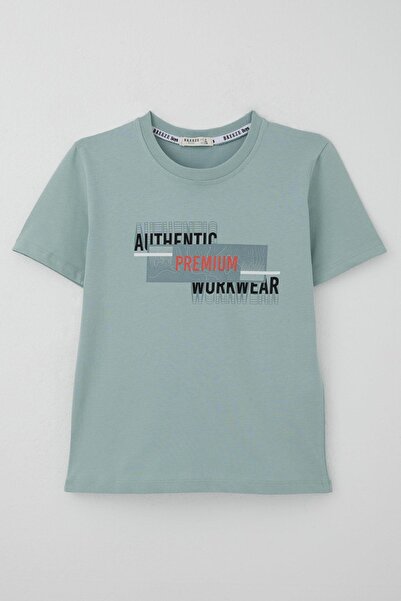 Breeze Boy's T-Shirt Reflection Effect Lettering Printed 8-14 Years, Aqua Green