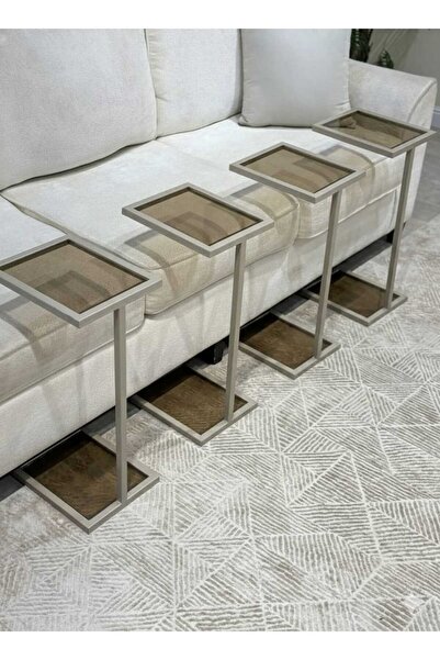 terndat طقم طاولات خدمة للون شمباني زجاج أسود شفاف – 4 قطع بلمسة فاخرة