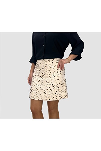 ABAS Tüvit Kumaş Beyaz Mini Boy Çan Model Astarlı Etek