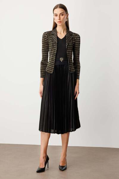 Ekol Süs Kemer Tokalı Piliseli Maxi Elbise