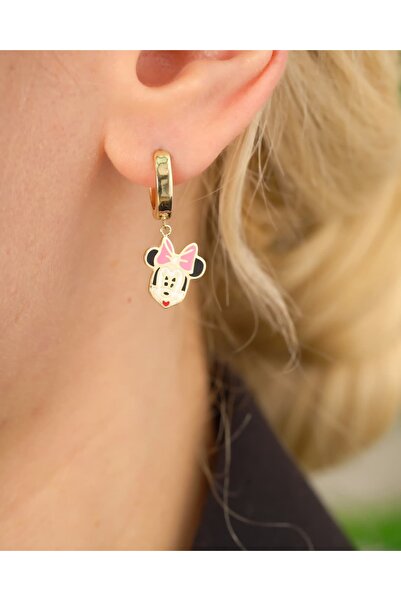YCL JEWELLERY 8 Ayar Altın Minnie Mouse Figürlü Kolye