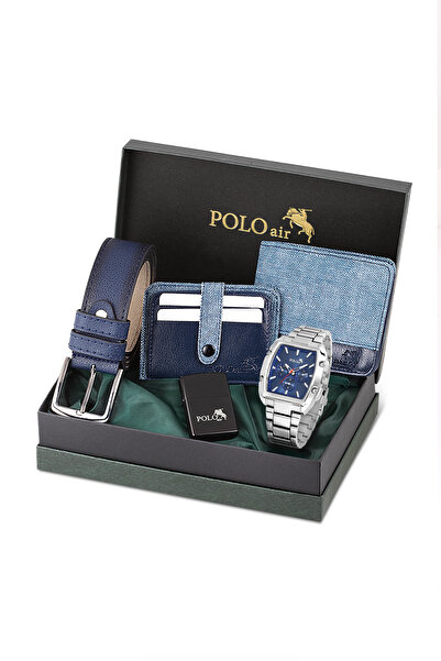 Polo Air Erkek Kol Saati Kemer Cüzdan Kartlık Çakmaklı Hediyelik Kutusunda Gü...