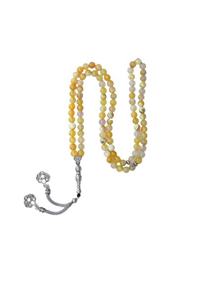 Zeynep Büyükbay Lemon Yellow Agate Natural Stone 99-Piece Prayer Beads