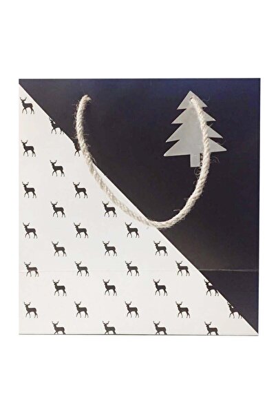 DODOMAR 21×24×12 cm Black and White Deer Cavita B4 Luxury Christmas Gift Cardboard Bag