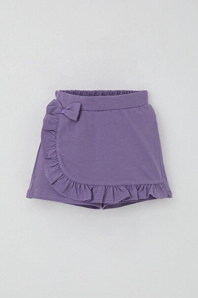 Breeze Girl's Shorts Skirt with Bow Accessories and Ruffles, Ages 3-8, Lilac