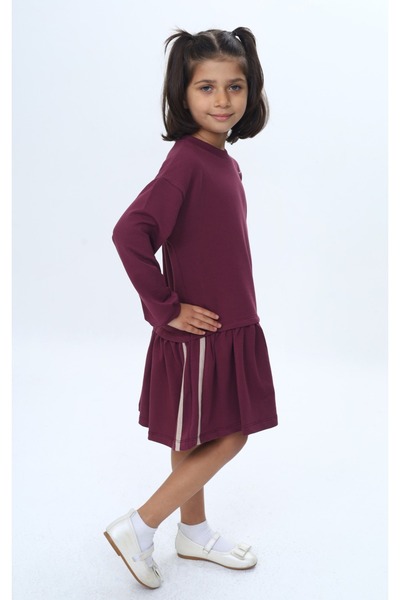 Toontoy Girl's Striped Heart Embroidered Dress