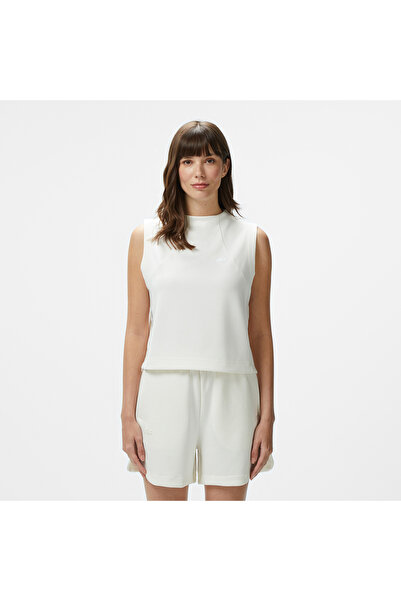 Lacoste Kadın Slim Fit Kolsuz Bisiklet Yaka Beyaz T-Shirt