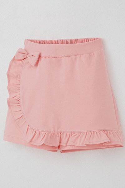 Breeze Girl's Shorts Skirt with Bow Accessories and Ruffles, Ages 6-10, Salmon