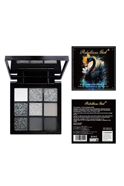 SELA Paletă Black Swan cu 9 culori — Pigmenți metalici intensi „Rebellious Girl”,