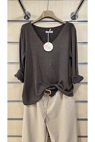 Park Moda Λεπτό πουλόβερ με απαλή υφή με μοτίβο λουλουδιών στο εσωτερικό