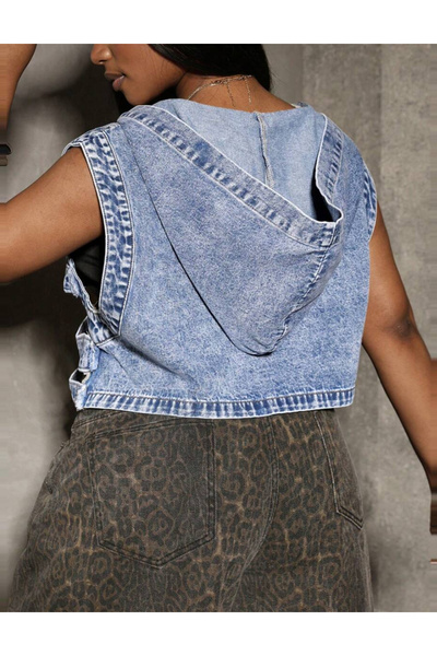 Sheya Shein Curve+ denim vest, blue