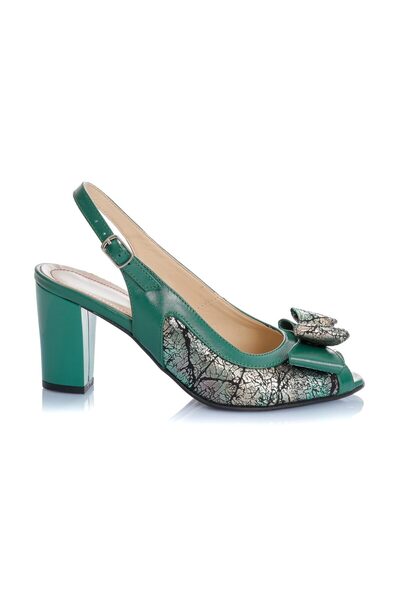 Catinca Shoes Sandale din piele pentru femei - VERDE CU VERDE APRINS - F 22 VVS