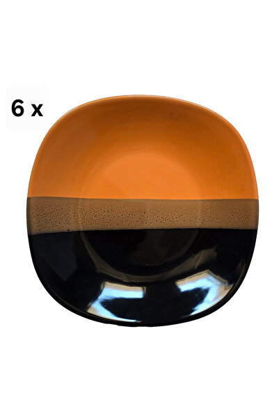Cesiro Set of 6 deep plates, 22 cm, Cesiro, Black/Orange