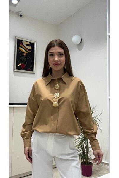 modadagiyim Cămașă premium cu mânecă lungă, cu nasturi din piatră, pentru femei