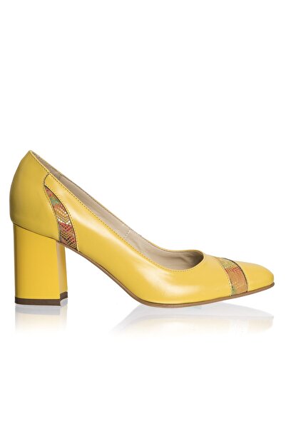 Catinca Shoes Women's genuine leather shoes – Yellow with Mosaic – 114 GM