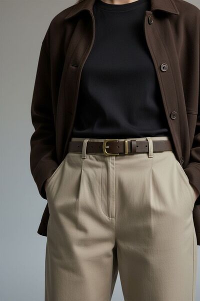 Gesa Women's Antique Plated Buckle Bitter Brown Belt 3 cm