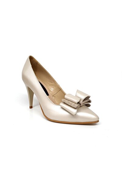 Catinca Shoes Pantofi de damă din piele naturală – Perlă bej cu fir auriu – A...