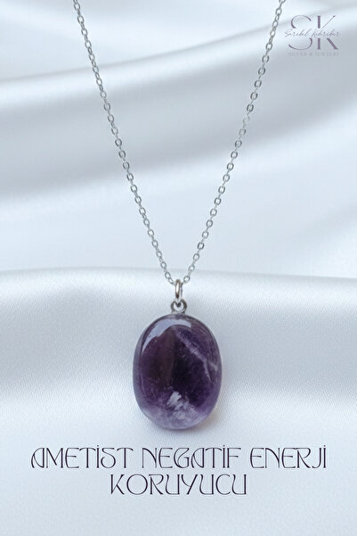 Sarıbel Kehribar Ametist Negatif Enerji Koruyucu Kolye