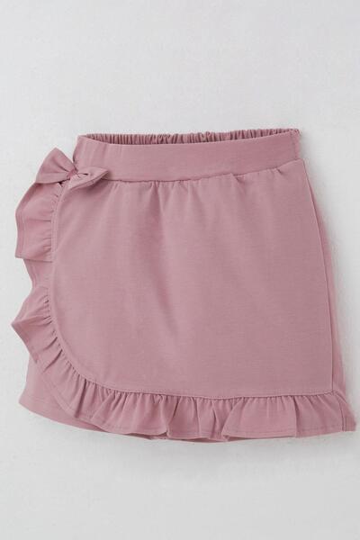 Breeze Girl's Shorts Skirt with Bow Accessories and Ruffles, Ages 6-10, Dusty Rose