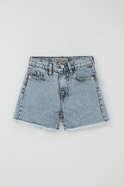 Breeze Pantaloni scurți pentru fete, blugi, cu buzunare, cu detaliu cu ciucuri, 5-9 ani, albastru deschis