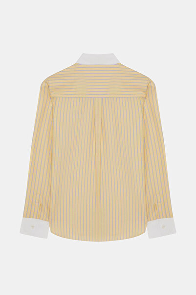 W Collection Yellow Striped Shirt with Garnish Detail