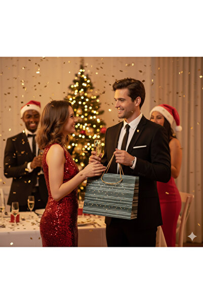 DODOMAR 44×35×18 cm Wicker Rope Handle Green Gold Polka Dot Luxury Christmas Gift Cardboard Bag