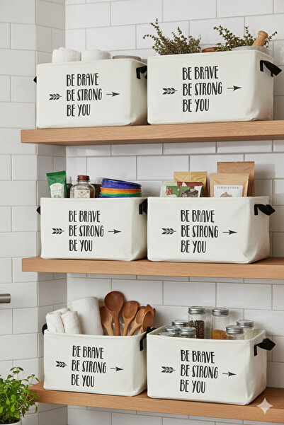 HomyJRs 6-Piece Be You White Closet Laundry Children's Room Toy Organizer Folding Storage Basket 37X27X