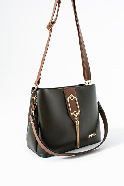 Lifonbag Дамска чанта с 3 отделения, златни детайли, за носене през рамо и пр...