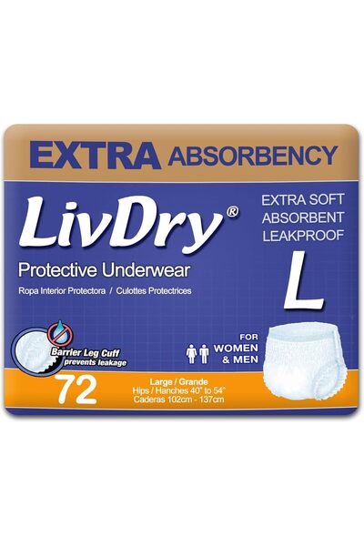 unkown LivDry Adult Incontinence Underwear, 72 Count, Large