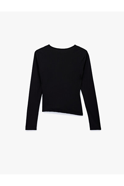 Koton Slim Fit Lace Detailed Draped Long Sleeve Blouse