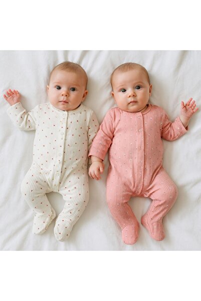 mini mia 2-Piece 100% Cotton Newborn Romper Set with Booties and Snap Fasteners