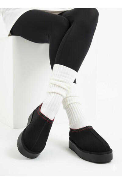 uway Women's Suede Fur Lined Thick Sole Closed Front Casual Winter Ug Boots Slippers